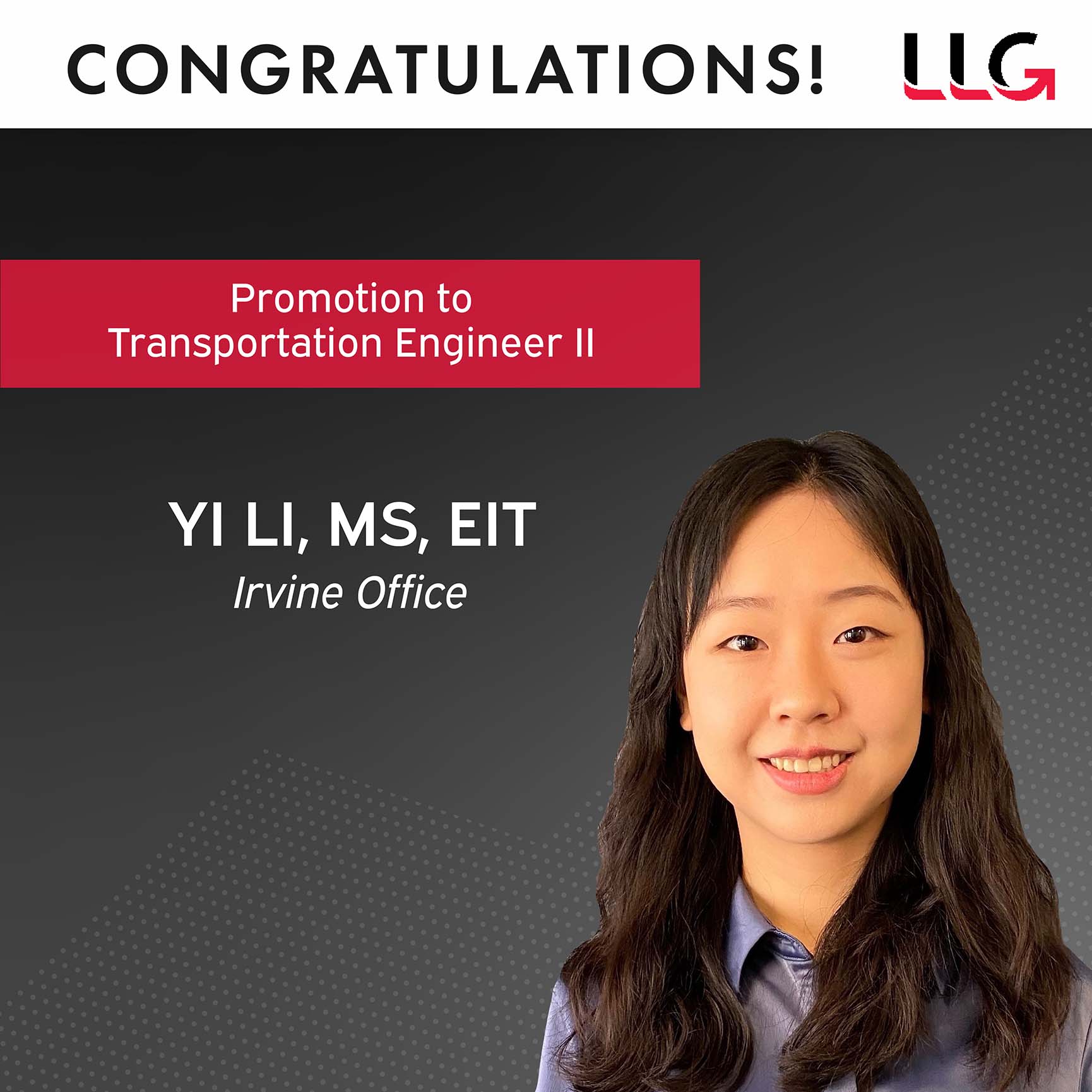 Congratulations Yi Li! Promotion to Transportation Engineer